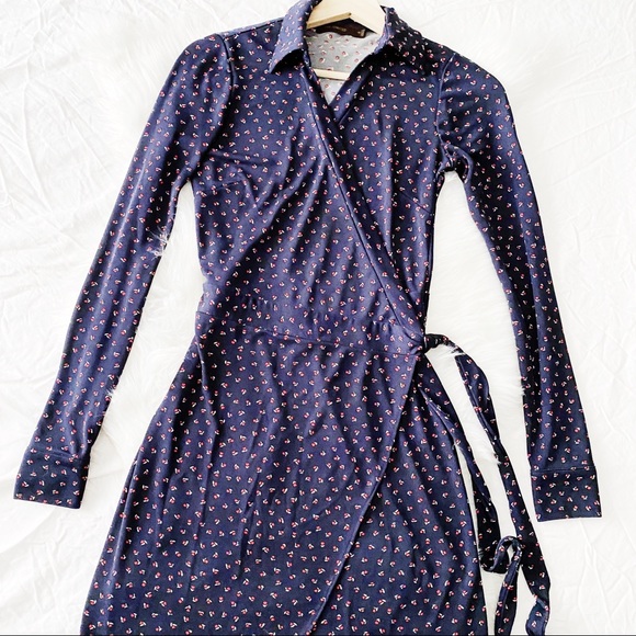 The Limited Navy Blue & Red Wrap Dress - Picture 2 of 9